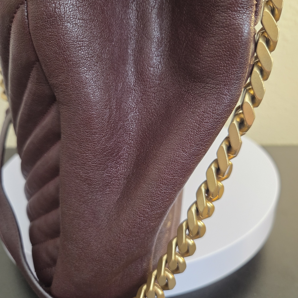 YVES SAINT LAURENT Cassandra Envelope Bag Authentic Burgundy Leather - Picture 7 of 15